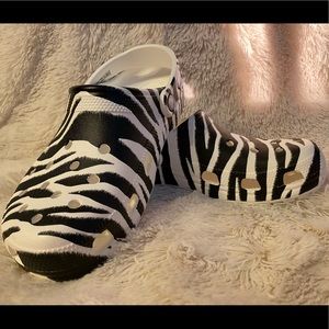 Zebra Striped Crocs Classic Clog M8/W10